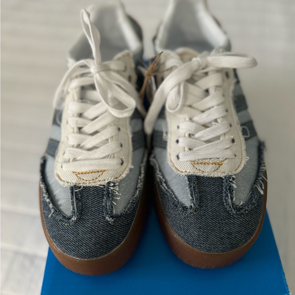 Brand new Adidas Denim Platform Sneakers with White Laces. Super cute!!